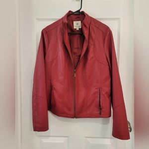 Red Leather Jacket- (vegan)